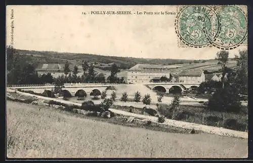 AK Poilly-sur-Serein, Les Ponts sur le Serein
