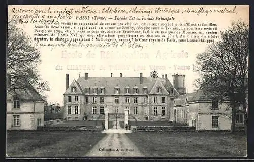 AK Passy /Yonne, Facade Est du Château et École de Rééducation Agricole