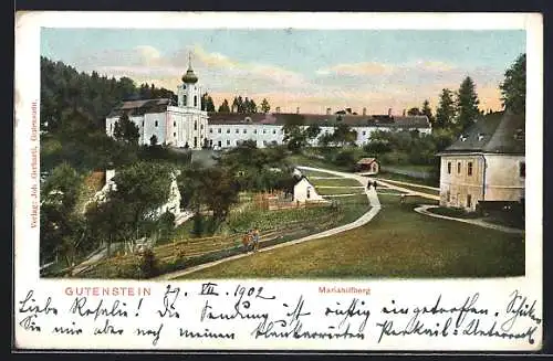 AK Gutenstein, Mariahilfberg, Ortspartie mit Kirche