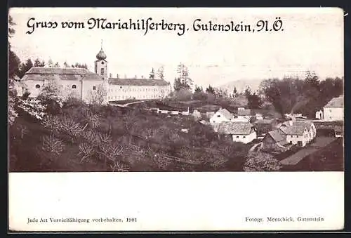 AK Gutenstein /N.-Ö., Mariahilferberg, Ortsansicht aus der Vogelschau