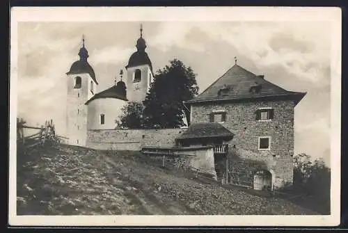 AK Gutenstein /N.-Oe., Maria Hilf, Kirche mit Gasthaus