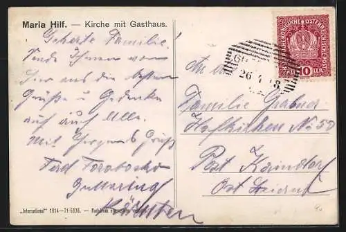 AK Gutenstein /N.-Oe., Maria Hilf, Kirche mit Gasthaus