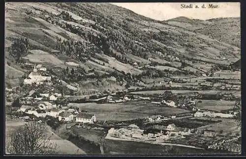 AK Stadl a. d. Mur, Gesamtansicht mit Umgebung aus der Vogelschau
