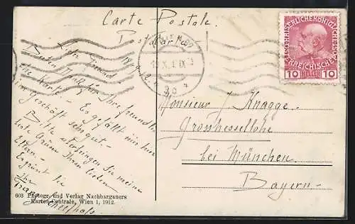 AK Wien, Reichsratstrasse, Partie mit Anlage und Kirche