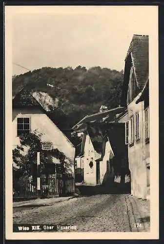 AK Wien, Ober Sievering, Strassenpartie im Sonnenschein