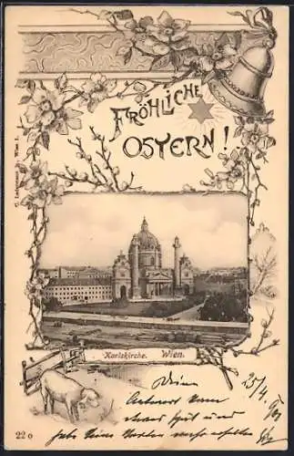 AK Wien, Karlskirche, Ostergruss