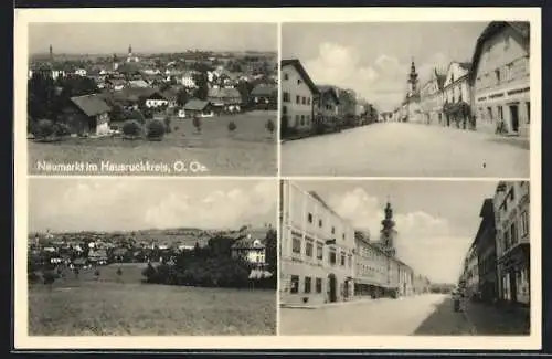 AK Neumarkt i. Hausruckkreis, Strassenpartie mit Kirchblick, Ortsansicht