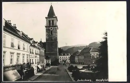 AK Judenburg, Hauptplatz mit Stadtturm