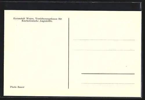 AK Weyer, Halle mit Aufgang zum Speisesaal i. d. Kuranstalt d. Versicherungskasse f. Kaufmännische Angestellte in Wien