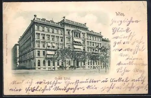 AK Wien, Grand Hotel mit Strassenpartie