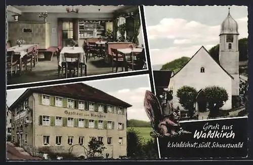 AK Waldkirch / Waldshut, an der Kirche, Gasthaus zum Storchen, im Gastraum