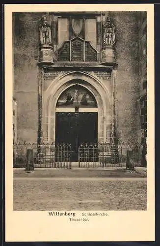 AK Wittenberg / Elbe, Schlosskirche, Thesentür