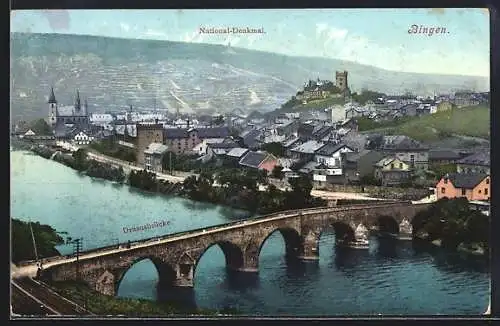 AK Bingen / Rhein, Nationaldenkmal, Drususbrücke, Totale