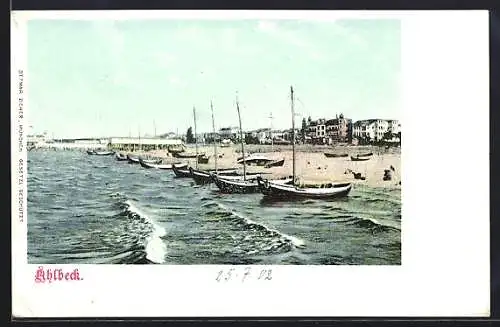 AK Ahlbeck / Ostseebad, Segelboote am Strand