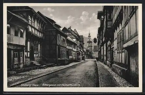 AK Stolberg / Harz, Rittergasse mit Heimatmuseum