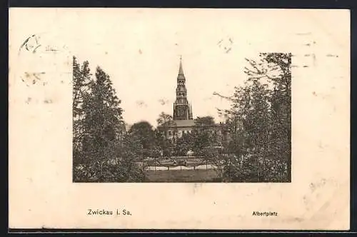 AK Zwickau i. Sa., Der Albertplatz