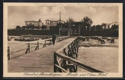 AK Brunshaupten, Brücke und Ostsee Hotel