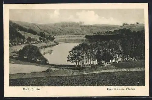 AK Bad Polzin /Pom. Schweiz, Fünfsee aus der Vogelschau