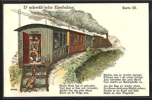 AK D` schwäb`sche Eise`bahne, Karte III, Bock hinter dem Zug
