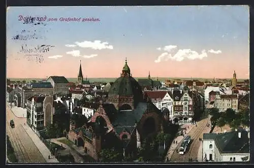 AK Dortmund, Synagoge vom Grafenhof aus gesehen