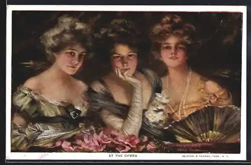 Künstler-AK Philip Boileau: At the Opera, Drei Frauen in der Oper