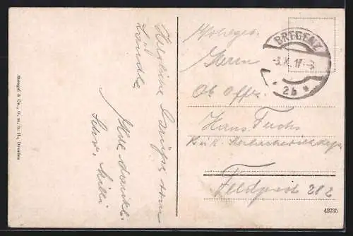 AK Bregenz am Bodensee, Zeppelin fliegt über die Stadt