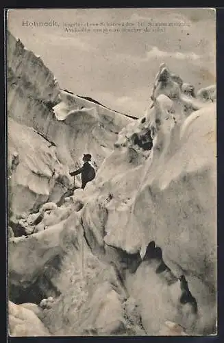 AK Hohneck, Losgebrochene Schneewächte bei Sonnenuntergang