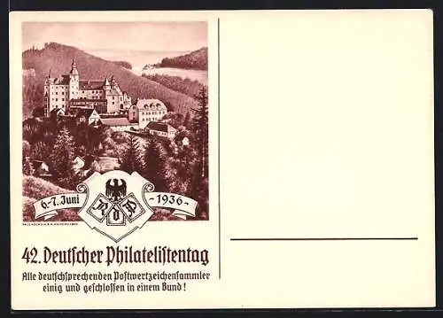 AK 42.Deutscher Philatelistentag, 6.-7.Juni 1936, Schloss