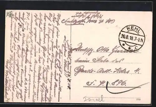 AK Strassburg, Ortspartie mit Synagoge