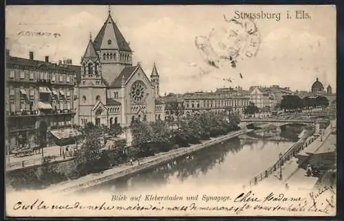 AK Strassburg, Blick auf Kleberstaden und Synagoge