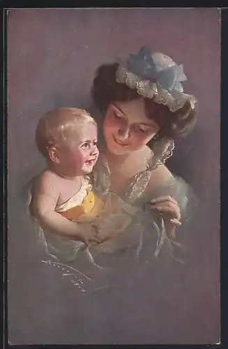 Künstler-AK Ludwig Knoefel: Mutter mit ihrem Kind