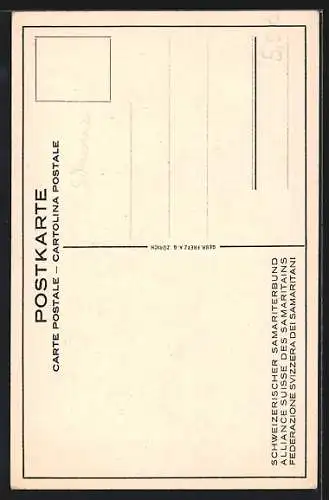 AK Der barmherzige Samariter stützt Kranken auf dem Esel, Schweizerischer Samariterbund, Rotes Kreuz