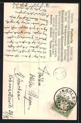 AK Ein Paar auf dem Weg in den Ort, Jugendstil