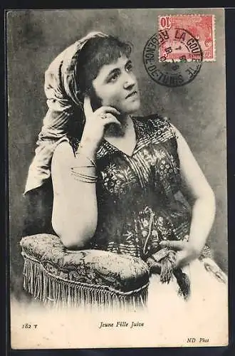 AK Jeune Fille Juive, Jüdin mit Kopftuch