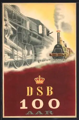 AK Dänemark, Eisenbahn DSB 100 AAR, Dampflok