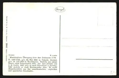 Künstler-AK Washingstons Übergang über den Delaware 1776, Präsident der USA