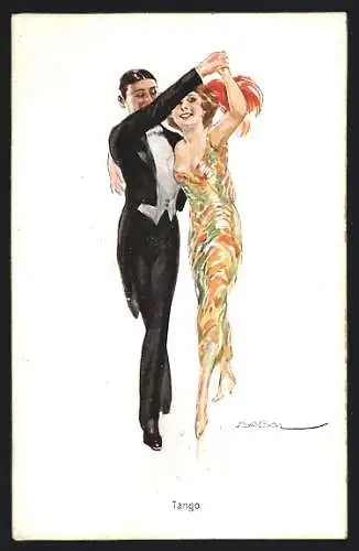 Künstler-AK Luis Usabal: Elegantes Paar beim Tango