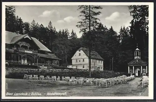 AK Bad Landeck i. Schles., Waldtempel und Gasthaus
