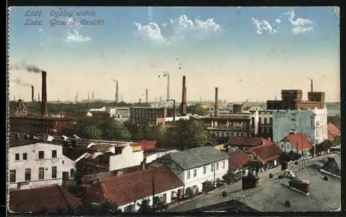 AK Litzmannstadt-Lodz, Gesamtansicht, ogólny widok