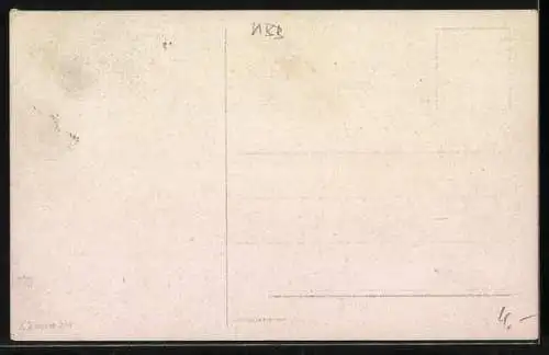 Künstler-AK Drei Schimmel mit Geschirr