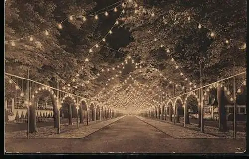 AK Dresden, Internat. Hygiene-Ausstellung 1911 - Illumination der Herkulesallee