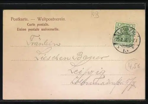 AK Leipzig, Promenade am alten Theater mit Strassenbahn