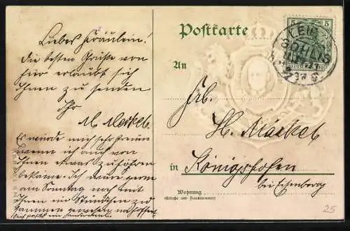 AK Leipzig, Völkerschlachtdenkmal, Wappen von Sachsen mit Portrait König Friedrich August von Sachsen