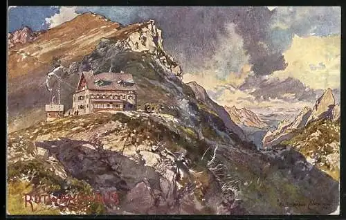 Künstler-AK Edward Harrison Compton: Rotwandhaus gegen Gebirgspanorama