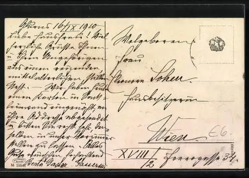 AK Glorenza, Torre Malles, Venosta, Wegekreuz am Burgeingang