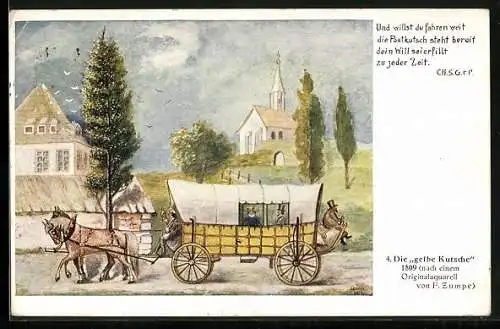 Künstler-AK F. Zumpe: Sächsische Post, Bild Nr. 4, Die Gelbe Kutsche, 1809