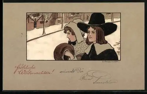 Künstler-AK Ethel Parkinson: Junge Frau mit Handmuff