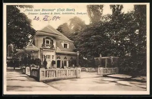AK Stuttgart, Bauaustellung 1908, Haus zum Brunnen (Cafe Stark)