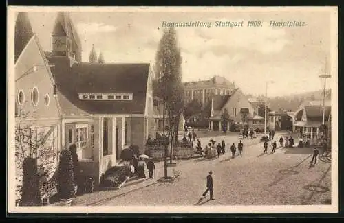 AK Stuttgart, Bauaustellung 1908, Hauptplatz