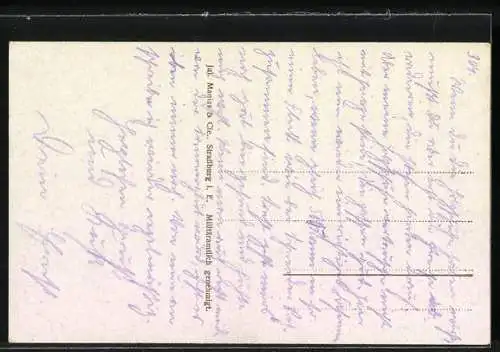 AK Gruss aus dem Elsass, Junge und Mädchen in elsass-lothringischen Trachten